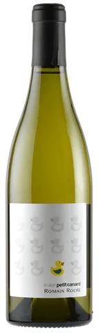 wine bottle with a duck on a white label