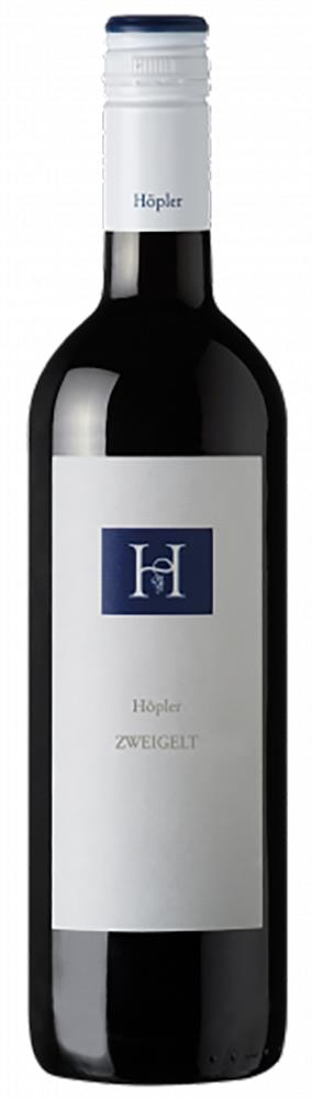 wine bottle with a H on a blue background on a white label
