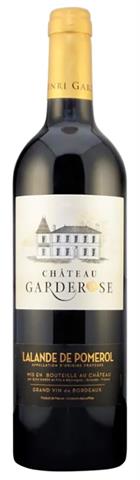 wine bottle with a house or chateau on a white label