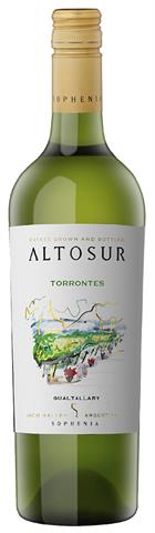 wine bottle with a painting of a vineyard on a white label
